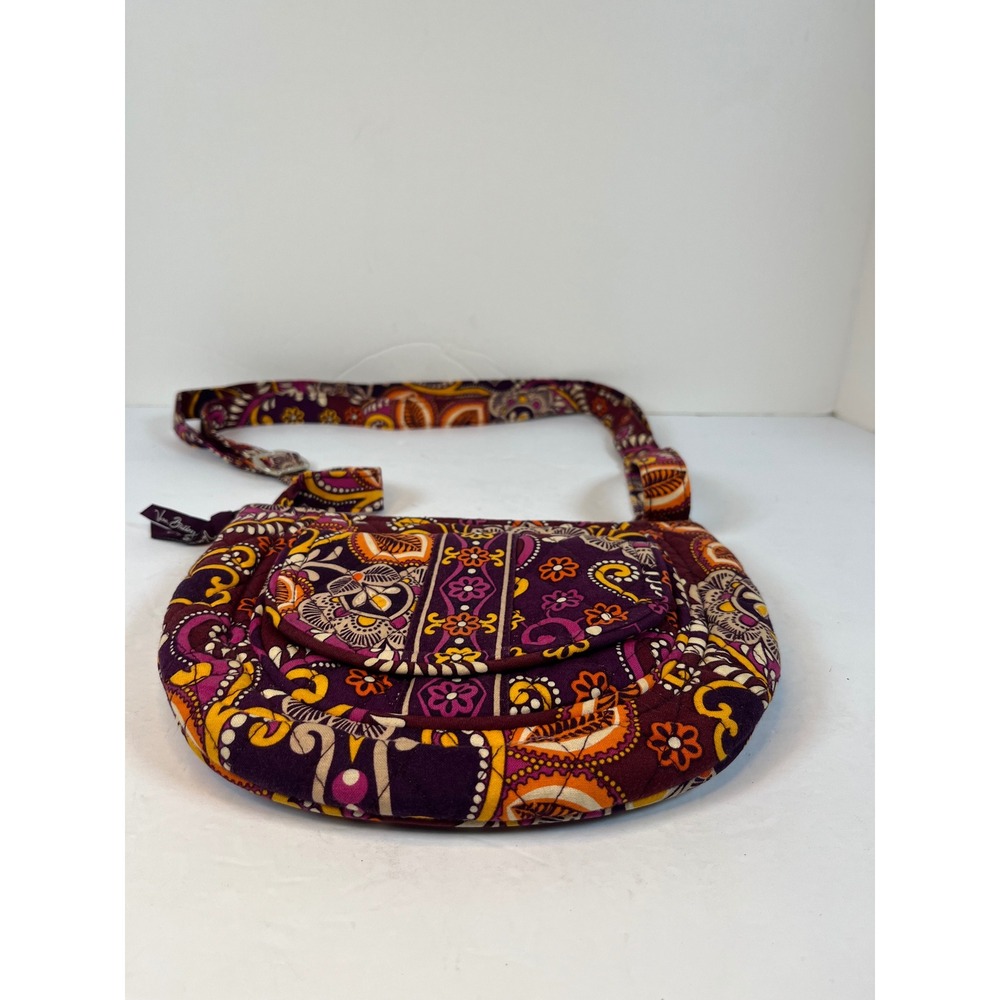 Vera Bradley Plum Crazy Paisley Quilted Cotton Crossbody Bag Purple Orange - Picture 2 of 8
